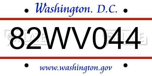 82WV044 District Of Columbia License Plate