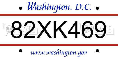 82XK469 District Of Columbia License Plate