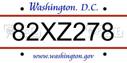 82XZ278 District Of Columbia License Plate