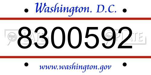8300592 District Of Columbia License Plate