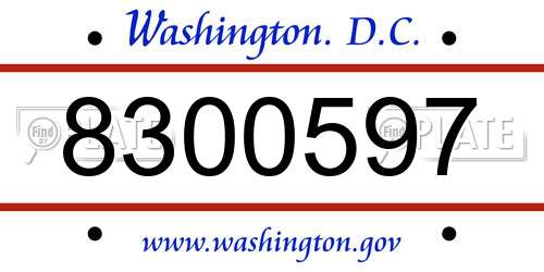 8300597 District Of Columbia License Plate