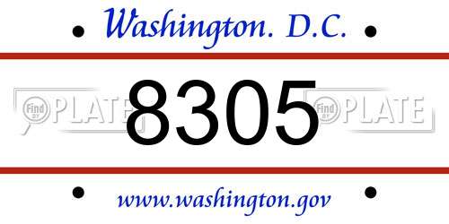 8305 District Of Columbia License Plate