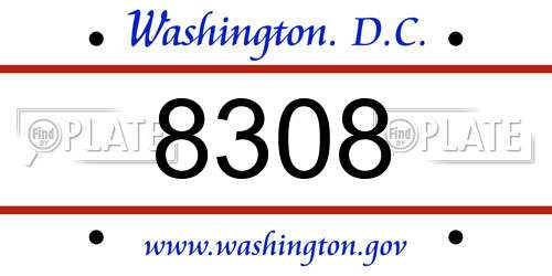 8308 District Of Columbia License Plate