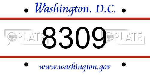 8309 District Of Columbia License Plate