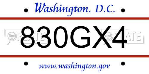 830GX4 District Of Columbia License Plate