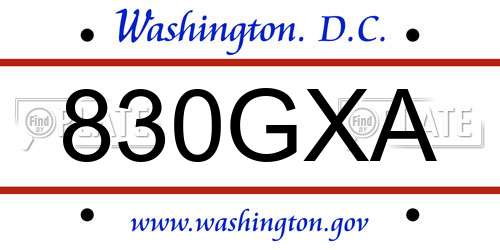 830GXA District Of Columbia License Plate