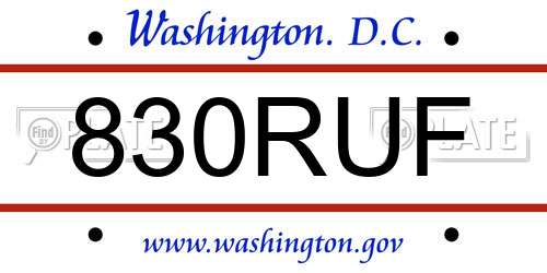 830RUF District Of Columbia License Plate