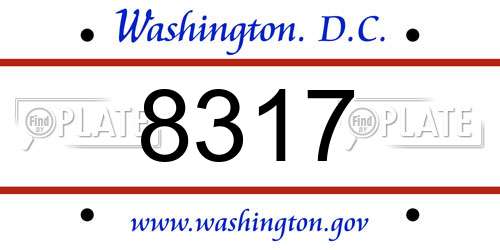 8317 District Of Columbia License Plate