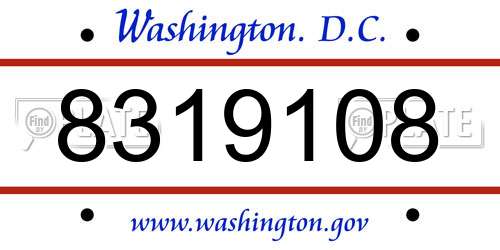8319108 District Of Columbia License Plate