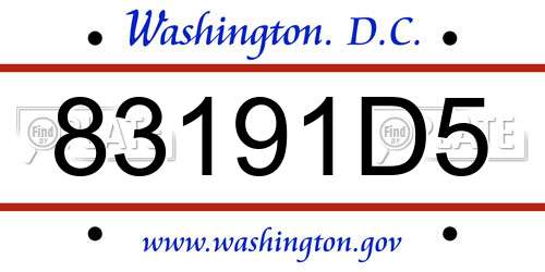 83191D5 District Of Columbia License Plate
