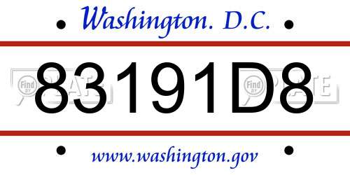 83191D8 District Of Columbia License Plate