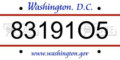 83191O5 District Of Columbia License Plate
