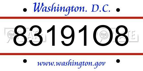 83191O8 District Of Columbia License Plate