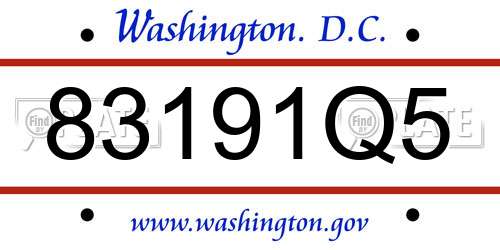 83191Q5 District Of Columbia License Plate