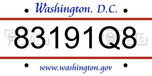 83191Q8 District Of Columbia License Plate
