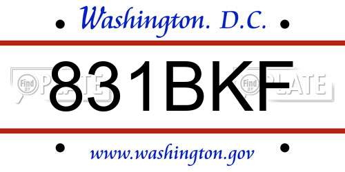 831BKF District Of Columbia License Plate