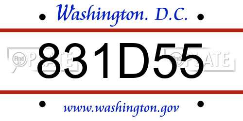 831D55 District Of Columbia License Plate