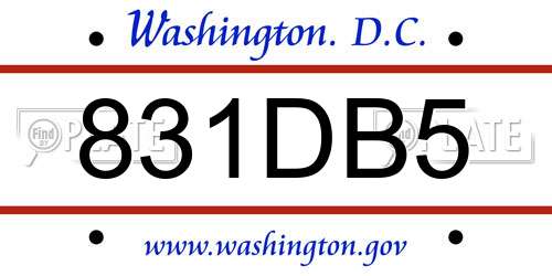 831DB5 District Of Columbia License Plate
