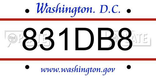 831DB8 District Of Columbia License Plate