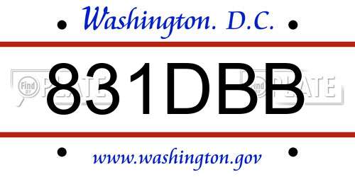 831DBB District Of Columbia License Plate