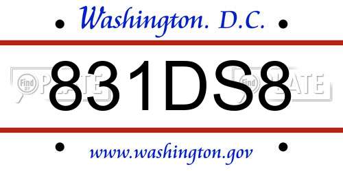 831DS8 District Of Columbia License Plate