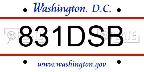 831DSB District Of Columbia License Plate