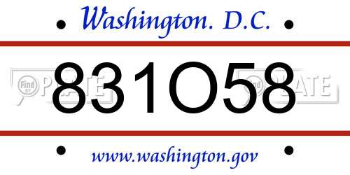 831O58 District Of Columbia License Plate