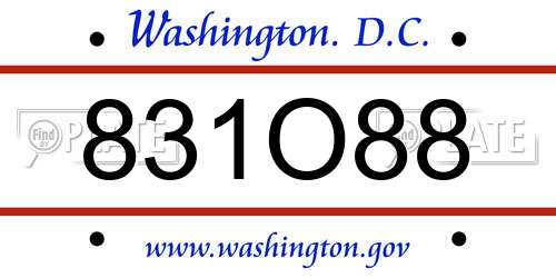 831O88 District Of Columbia License Plate