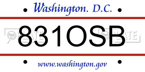 831OSB District Of Columbia License Plate