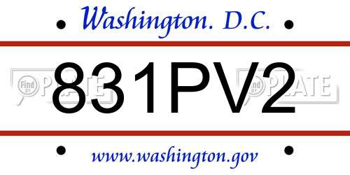 831PV2 District Of Columbia License Plate