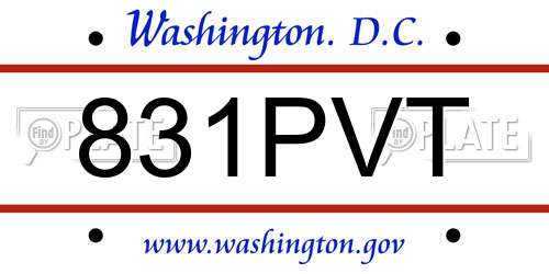 831PVT District Of Columbia License Plate