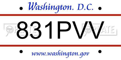 831PVV District Of Columbia License Plate