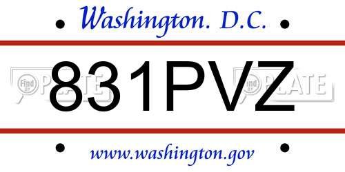 831PVZ District Of Columbia License Plate