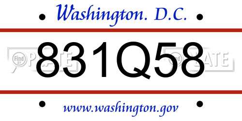 831Q58 District Of Columbia License Plate