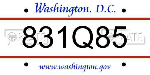 831Q85 District Of Columbia License Plate