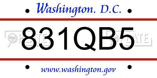 831QB5 District Of Columbia License Plate