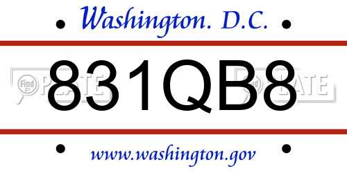 831QB8 District Of Columbia License Plate