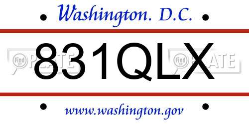 831QLX District Of Columbia License Plate