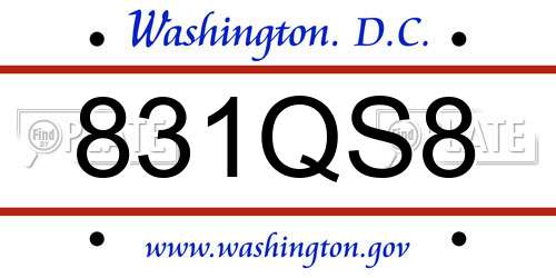 831QS8 District Of Columbia License Plate