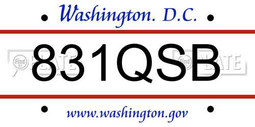 831QSB District Of Columbia License Plate