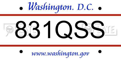 831QSS District Of Columbia License Plate