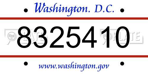 8325410 District Of Columbia License Plate