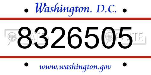 8326505 District Of Columbia License Plate