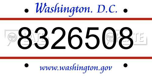 8326508 District Of Columbia License Plate