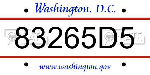 83265D5 District Of Columbia License Plate