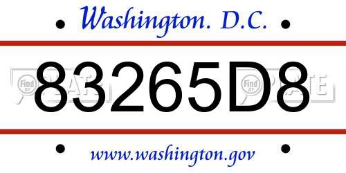 83265D8 District Of Columbia License Plate