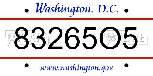 83265O5 District Of Columbia License Plate