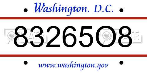83265O8 District Of Columbia License Plate