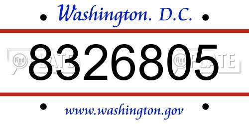 8326805 District Of Columbia License Plate