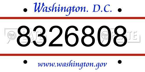 8326808 District Of Columbia License Plate